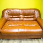 Two Seater Faux Leather Sofa Brown Armrests