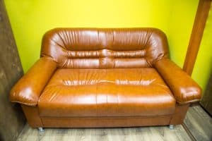 Two Seater Faux Leather Sofa Brown Armrests