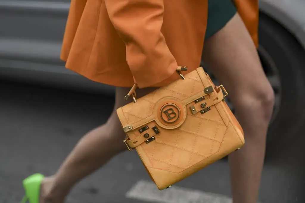 Orange suede Balmain handbag